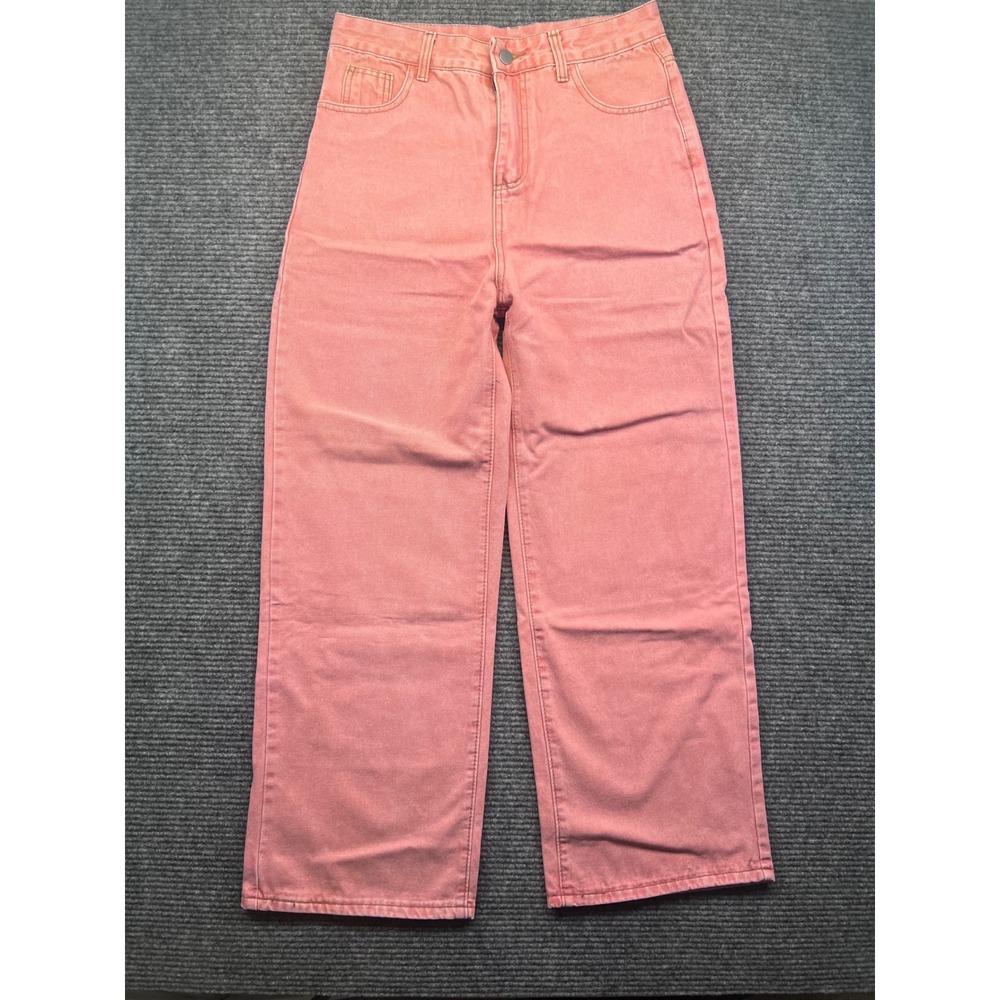 Salmon Pink High Waisted Wide Leg Jeans Womens 31 x 28 Relaxed Denim Casual